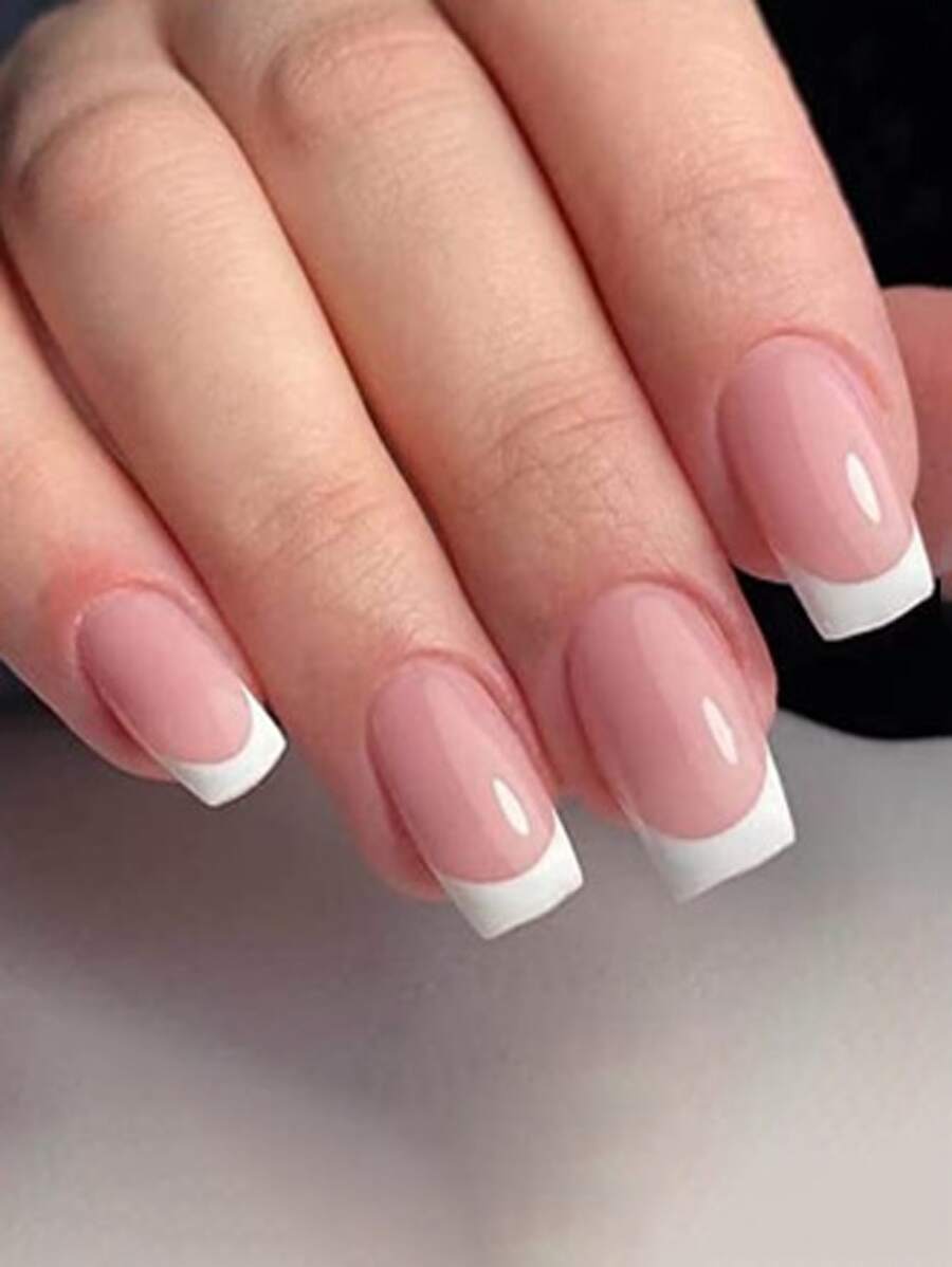 24pcs short square press type quick wear and can be used multiple times, suitable for women and girls. Bright colored painted fake nails with nail patches+1 piece of jelly glue+1 file strip - Multicolor - View 1