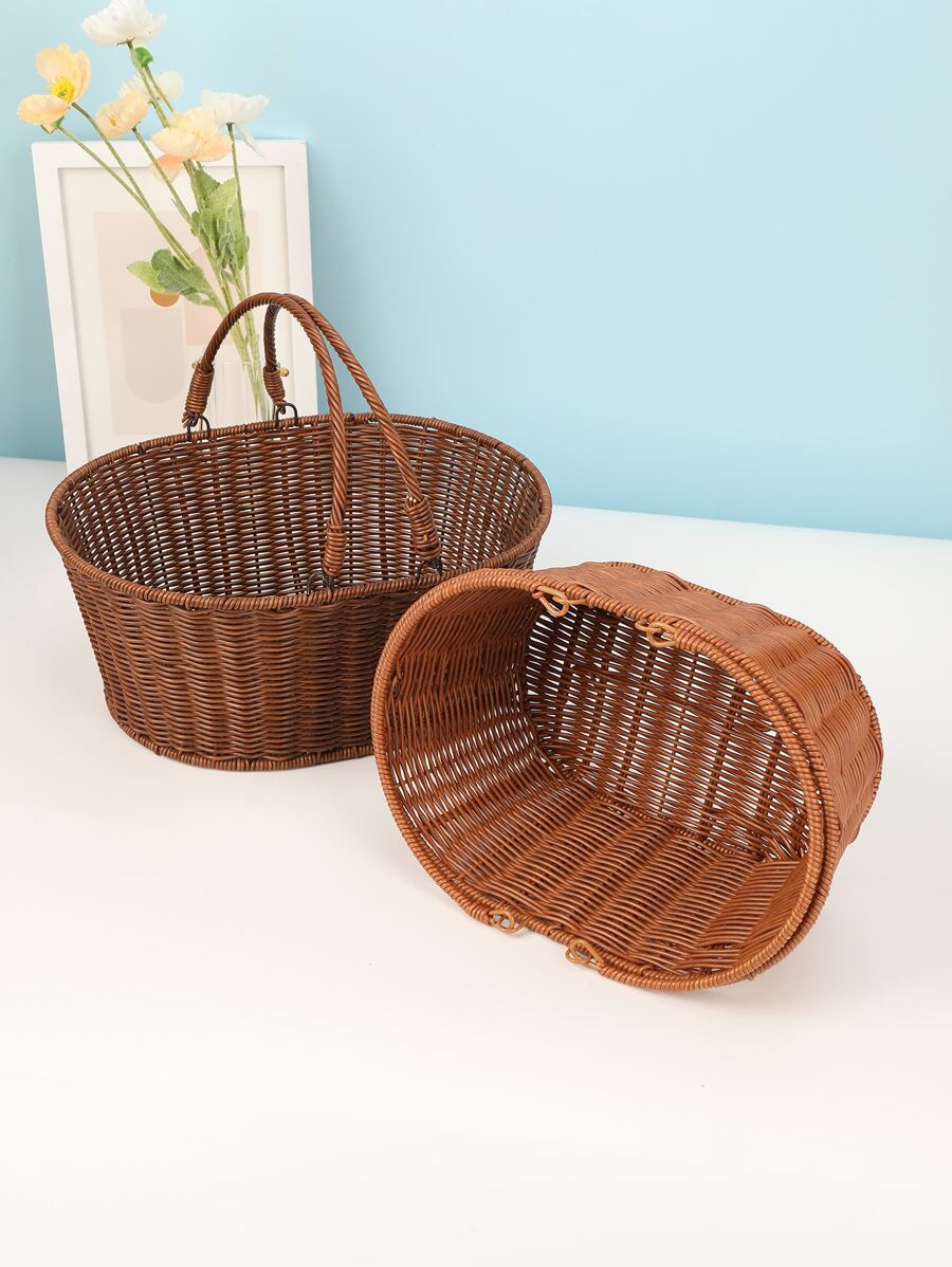 1入組鐵製儲物籃現代家用鏤空儲物籃 - 棕色 - 查看 1