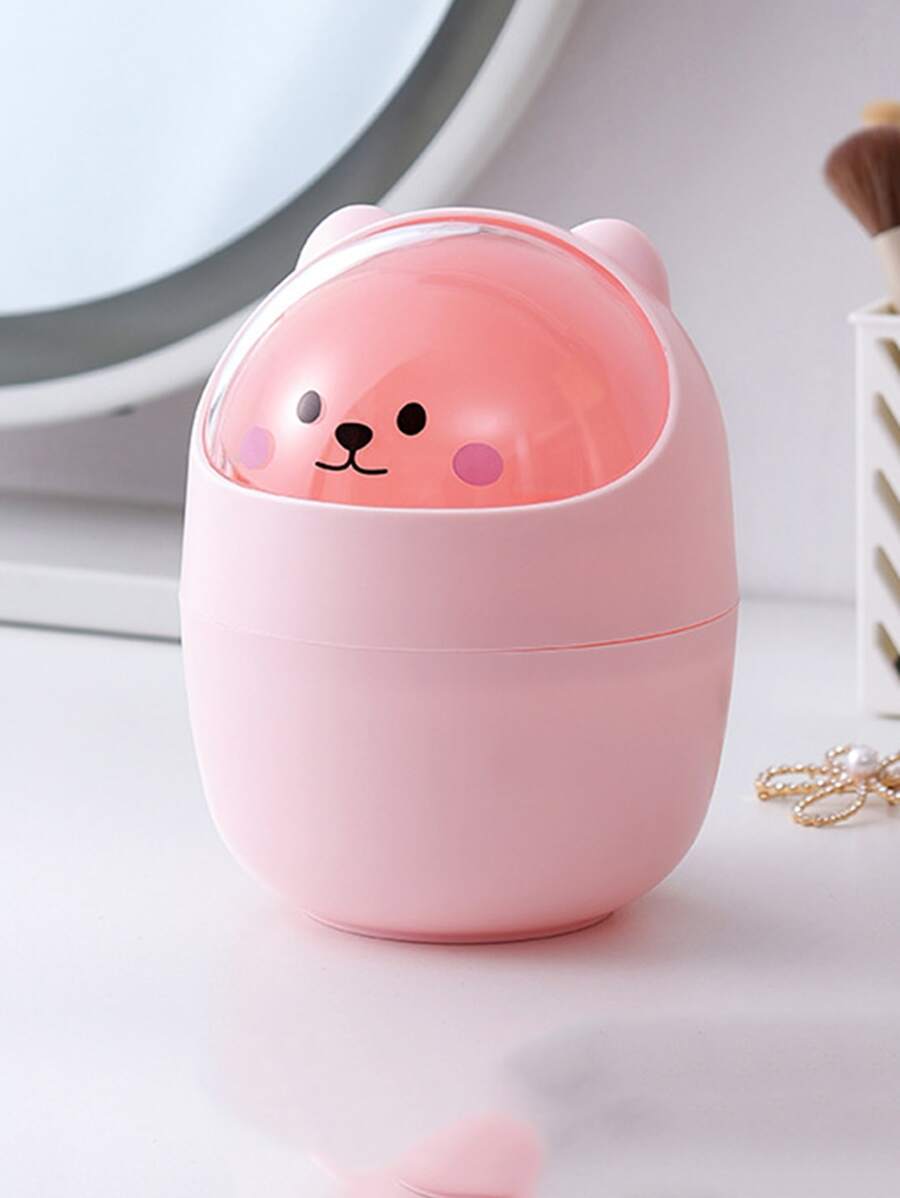 1入組卡通熊設計桌面垃圾桶 - 粉色 - 查看 1