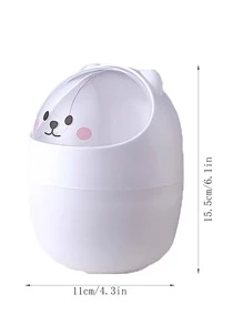 1入組卡通熊設計桌面垃圾桶 - 粉色 - 查看 2