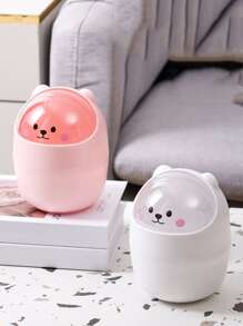 1入組卡通熊設計桌面垃圾桶 - 粉色 - 查看 4