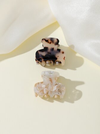 2 件图案发夹，适合女孩日常发型休闲街头，豹纹