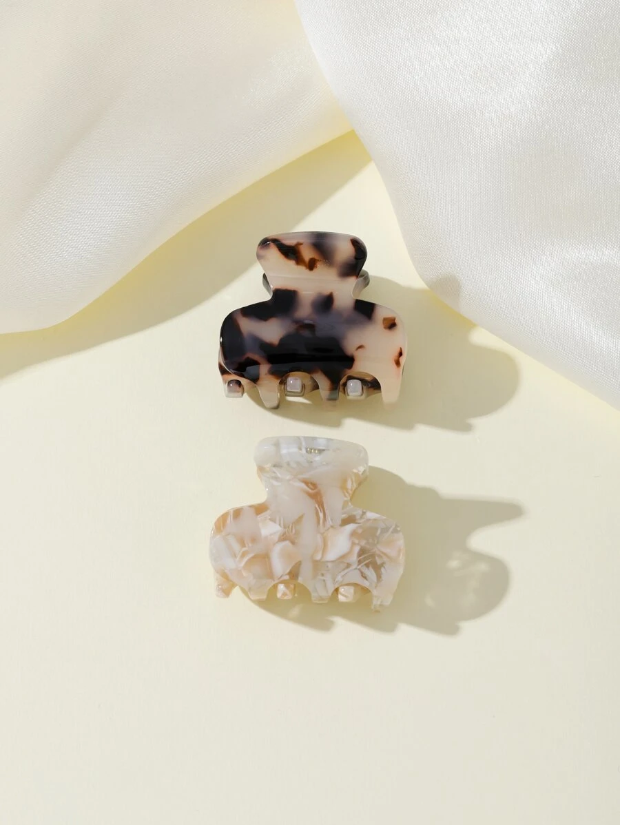 2pcs Graphic Hair Claw For Daily Use For Girls Hairstyles Casual Street,Leopard Print - Multicolor - View 1