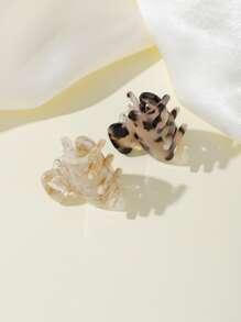 2pcs Graphic Hair Claw For Daily Use For Girls Hairstyles Casual Street,Leopard Print - Multicolor - View 2