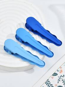 3入組素色髮夾 - 藍色 - 查看 4