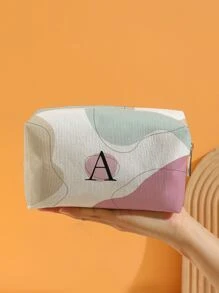 字母A印花八角絨化妝包 - 彩色 - 查看 1