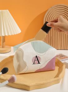 字母A印花八角絨化妝包 - 彩色 - 查看 2