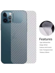 2pcs Textured Back Protection Film Compatible With iPhone - Clear - View 4