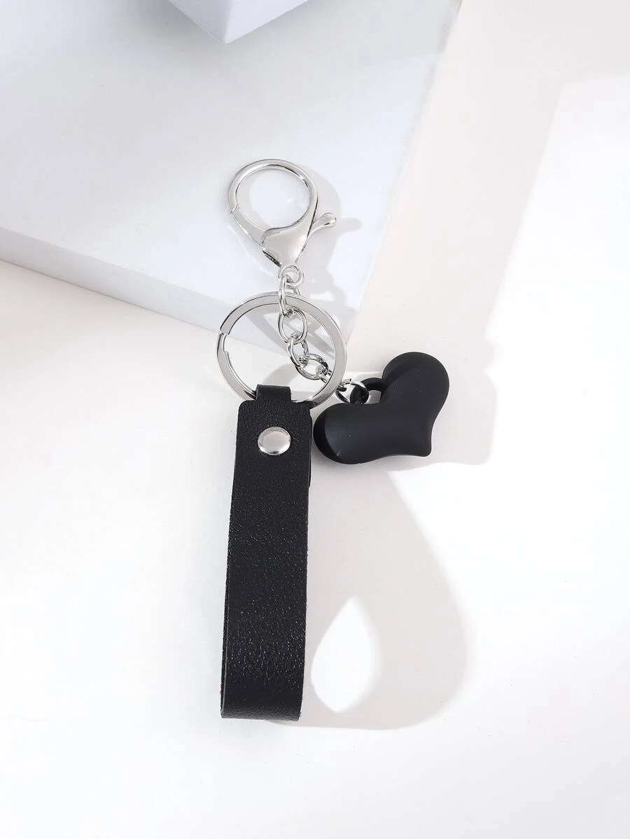 Heart Charm Keychain Valentine's Day Gift Souvenir Car Accessories Bag Charm School Cute Goth Y2k Bag Accessories Lanyards With Id Holder Car Accessories Bag Charms - Black - View 1