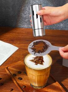 SHEIN Basic living 16 件/套 PP 咖啡模具，心形和蝴蝶结图案咖啡喷雾模板适用于厨房学校用品