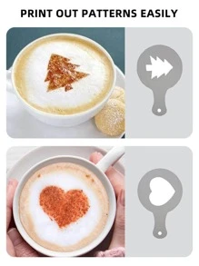 SHEIN Basic living 16 件/套 PP 咖啡模具，心形和蝴蝶结图案咖啡喷雾模板适用于厨房学校用品