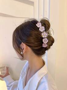 Flower Decor Hair Claw Cute Tiaras - Pink - View 1