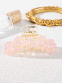 Flower Decor Hair Claw Cute Tiaras - Pink - View 2