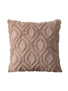 1pc Geometric Textured Cushion Cover Without Filler, Soft Throw Pillow Case For Sofa - Khaki - View 4