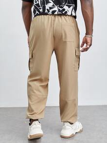 Manfinity Men Flap Pocket Side Cargo Trousers - Khaki - View 2