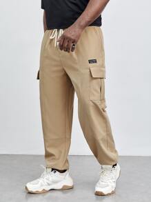 Manfinity Men Flap Pocket Side Cargo Trousers - Khaki - View 6