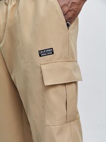 Manfinity Men Flap Pocket Side Cargo Trousers - Khaki - View 7