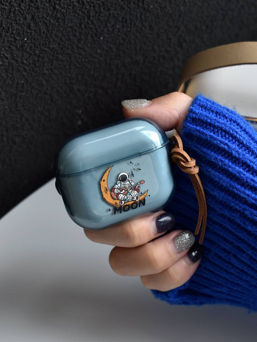 Hộp đựng và dây đeo trong suốt có họa tiết hình ảnh phi hành gia và mặt trăng Tương thích với AirPods - Nhiều màu - Xem 1