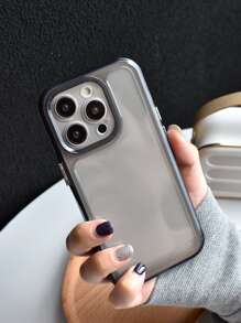 Vỏ điện thoại di động trong suốt viền tương phản màu mạ điện - màu đen - Xem 1