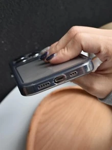 Vỏ điện thoại di động trong suốt viền tương phản màu mạ điện - màu đen - Xem 3