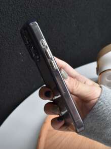 Vỏ điện thoại di động trong suốt viền tương phản màu mạ điện - màu đen - Xem 5