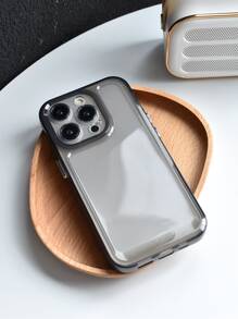 Vỏ điện thoại di động trong suốt viền tương phản màu mạ điện - màu đen - Xem 7