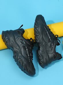 男士字母細節前綁帶運動戶外老爹鞋 - 黑色 - 查看 2