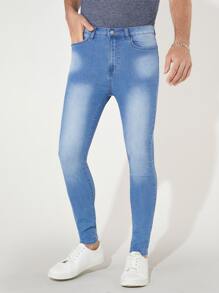 Manfinity Men Slant Pocket Skinny Jeans - Light Wash - View 1