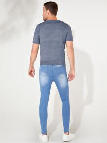 Manfinity Men Slant Pocket Skinny Jeans - Light Wash - View 2