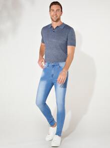 Manfinity Men Slant Pocket Skinny Jeans - Light Wash - View 3