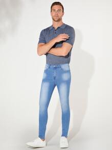 Manfinity Men Slant Pocket Skinny Jeans - Light Wash - View 4