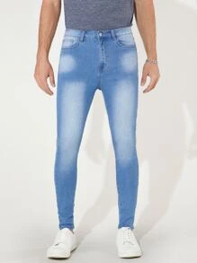 Manfinity Men Slant Pocket Skinny Jeans - Light Wash - View 5