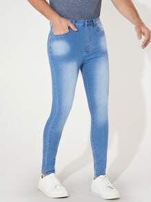 Manfinity Men Slant Pocket Skinny Jeans - Light Wash - View 6