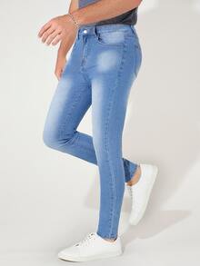 Manfinity Men Slant Pocket Skinny Jeans - Light Wash - View 7