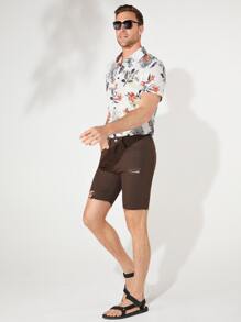 Manfinity Men Ripped Frayed Raw Hem Denim Shorts - Chocolate Brown - View 4