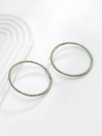 2 piezas/set Pendientes de aro con diseño de diamante de imitación