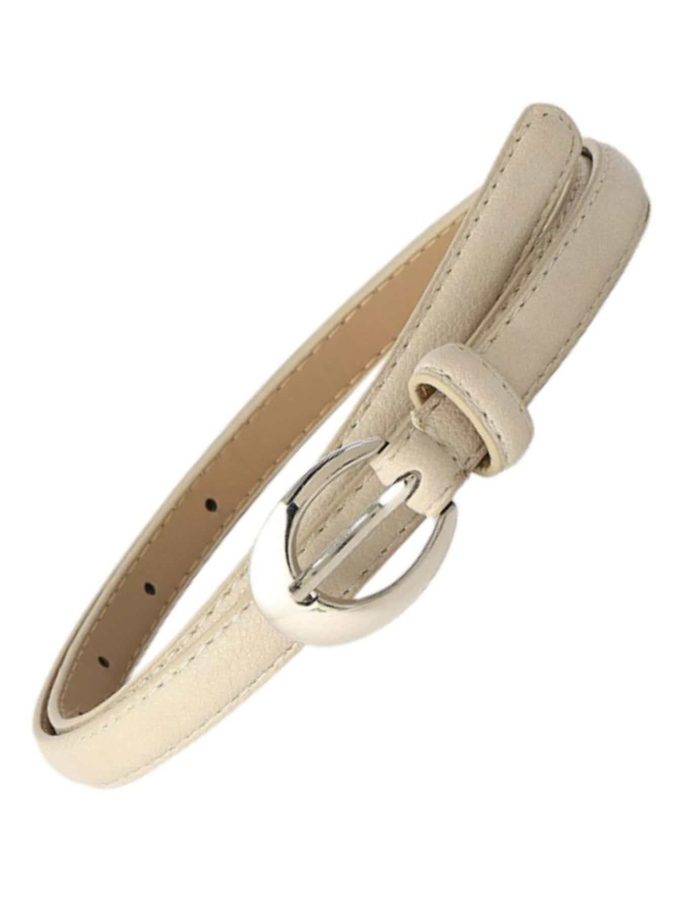 Geometric Buckle Belt - Beige - View 1