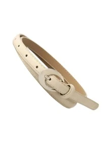 Geometric Buckle Belt - Beige - View 3