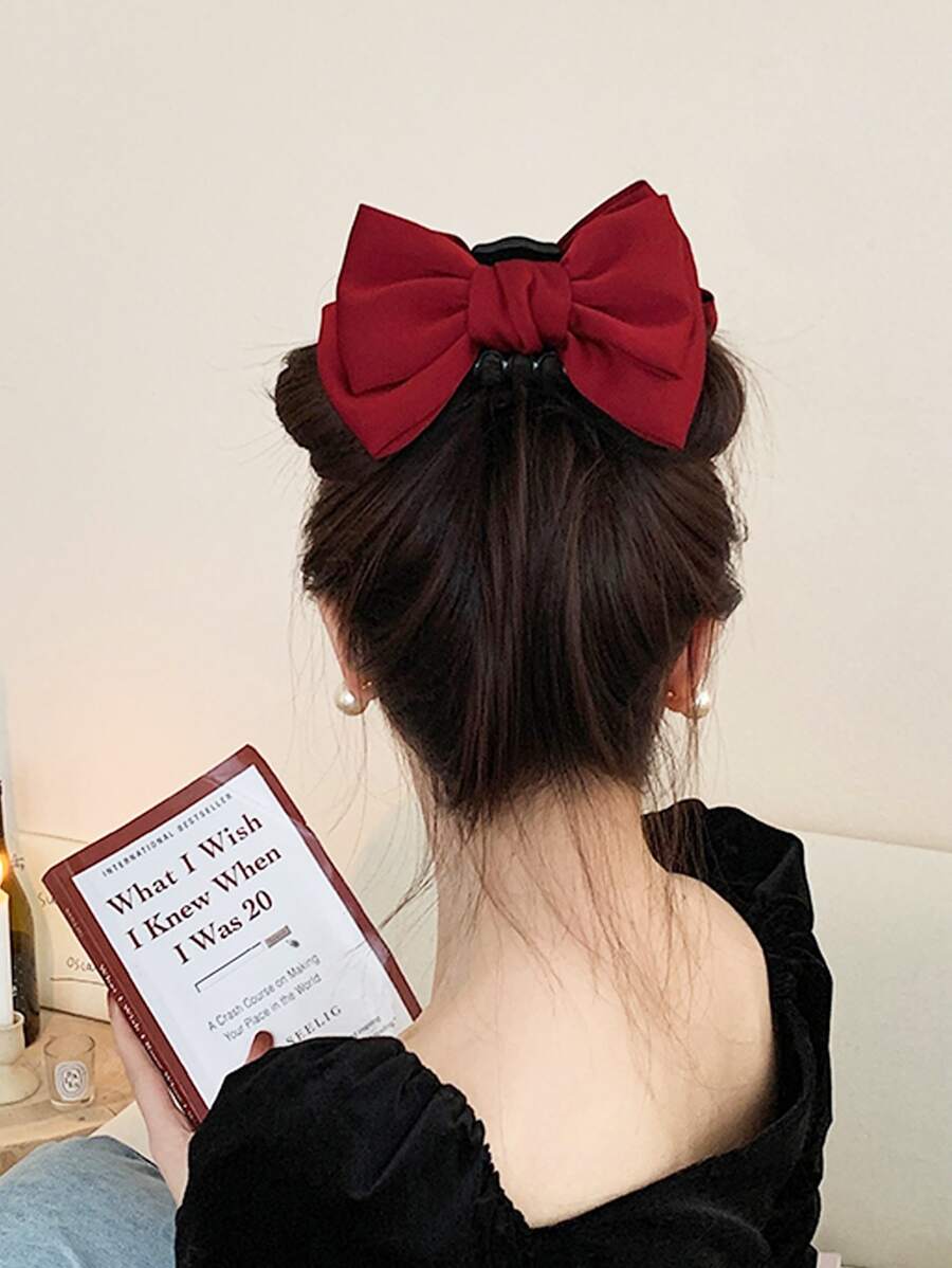 蝴蝶结装饰发夹，适合女孩日常发型，情人节休闲发饰，爪夹，发夹，发夹，秋冬度假装发夹，女士