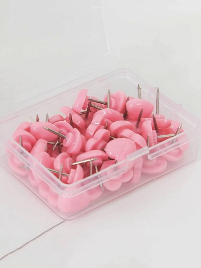 50pcs Creative Heart Shaped Push Pins Cute Pink & Red Pushpins For Office, School, Drawing & Drafting Supplies Back To School