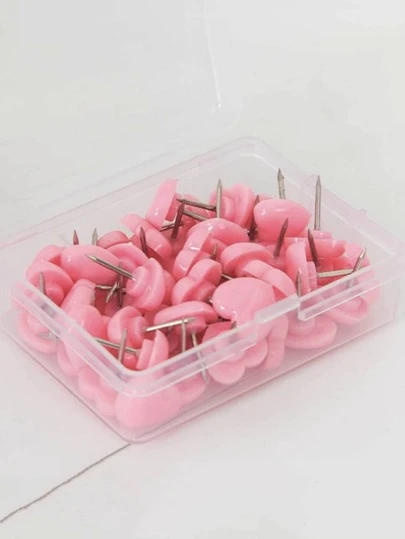 50 件创意心形图钉可爱粉色和红色图钉适用于办公室、学校、绘图和制图用品返校