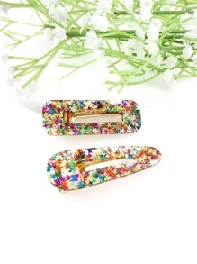 2pcs Floral Print Hair Clip - Multicolor - View 1