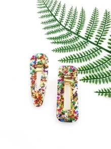 2pcs Floral Print Hair Clip - Multicolor - View 3