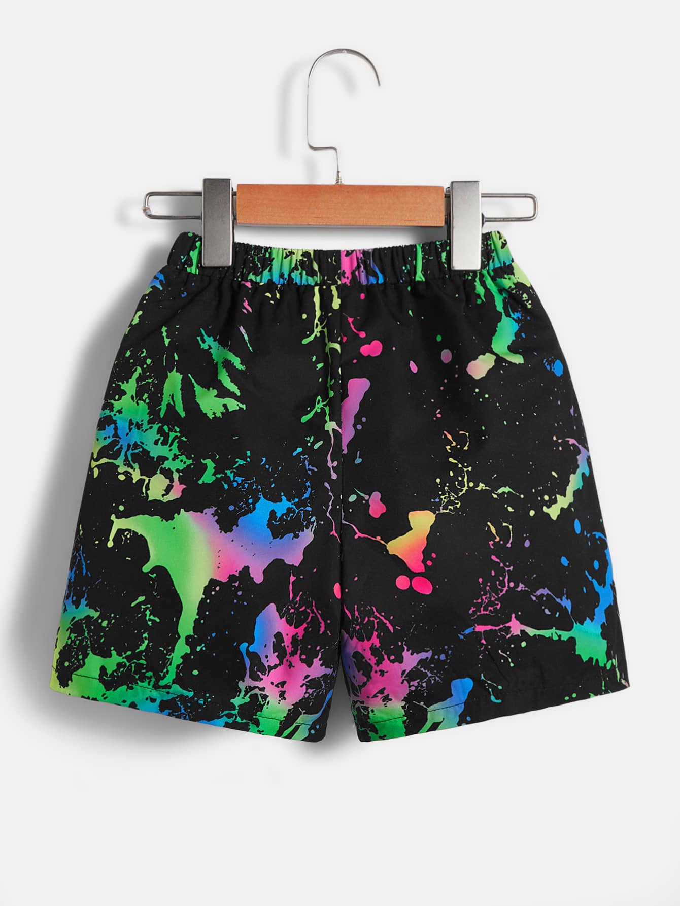 SHEIN 小男童潑墨圖案短褲 - 彩色 - 查看 1