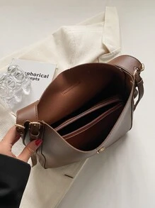 Minimalistisch Schultertasche mit Schnalle Dekor - Braun - Übersicht 5