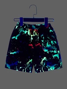 SHEIN 小男童潑墨圖案短褲 - 彩色 - 查看 5