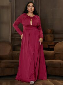 seomiscky Plus Cut Out Front Maxi Dress - Burgundy - View 1