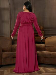 seomiscky Plus Cut Out Front Maxi Dress - Burgundy - View 2
