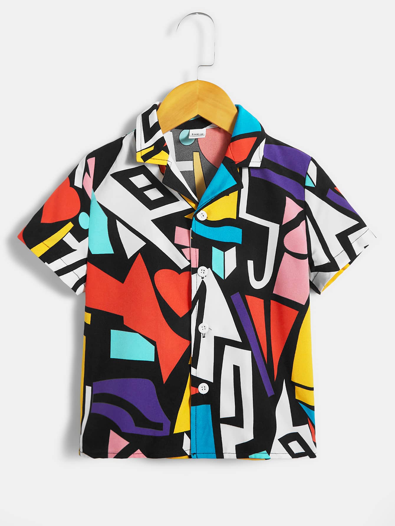 SHEIN 小男童幾何印花襯衫 - 彩色 - 查看 1