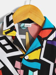 SHEIN 小男童幾何印花襯衫 - 彩色 - 查看 3